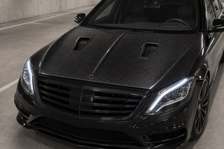 2014-2020 Mercedes-Benz S-Class W222 Double-Vent Carbon Fiber Hood - Installed context