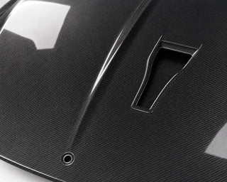 2014-2020 Mercedes-Benz S-Class W222 Double-Vent Carbon Fiber Hood - Detail closeup