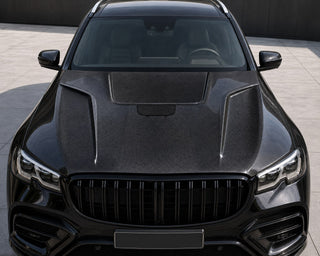 2020-2026 Mercedes-Benz GLS X167 Carbon Fiber Hood - Installed context