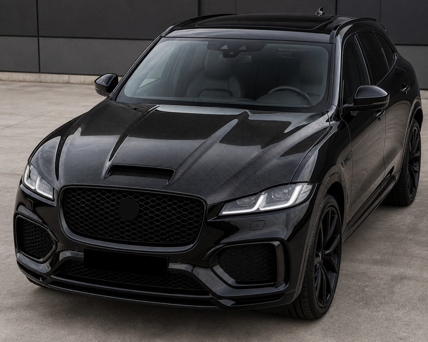 2017-2024 Jaguar F-Pace X761 Carbon Fiber Hood - Installed context