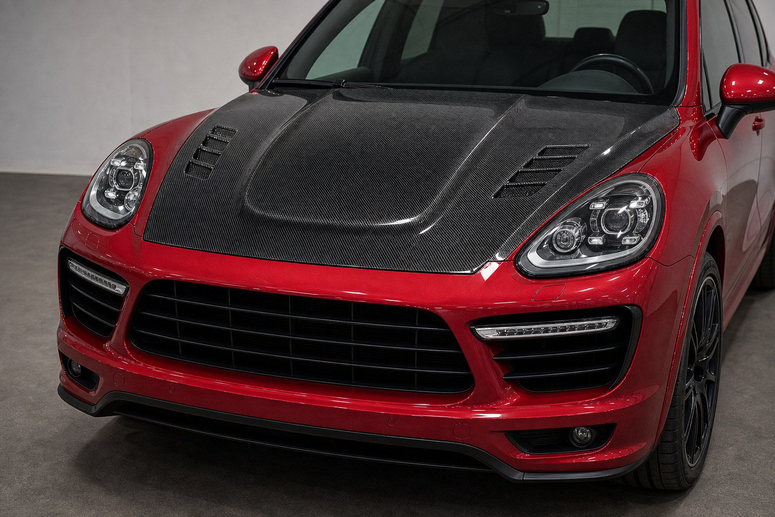 2015-2018 Porsche Cayenne 958.2 Carbon Fiber Hood - Installed context