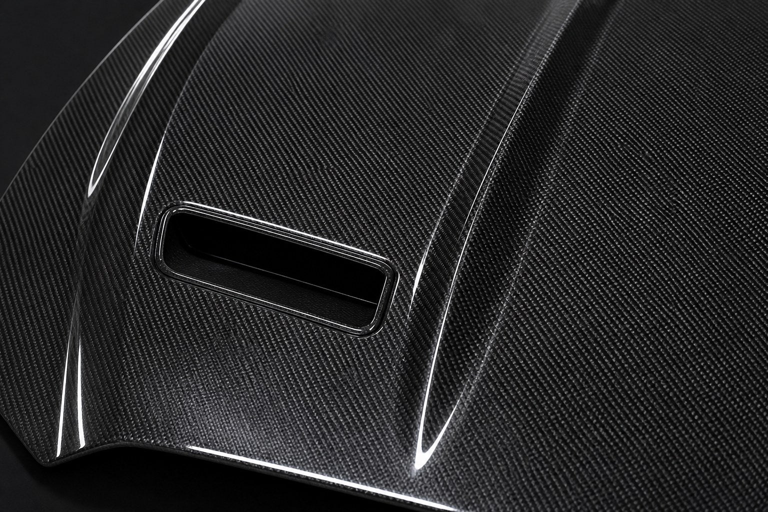 2015-2017 Ford Mustang S550 GT Style Carbon Fiber Hood - Detail closeup