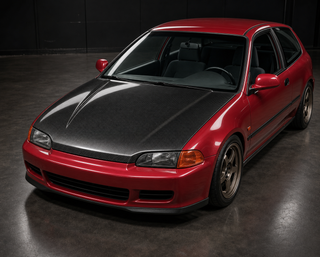 1992-1995 Honda Civic EG6 OEM Style Carbon Fiber Hood - Installed context