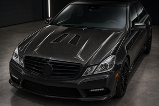 2014-2016 Mercedes-Benz E-Class W212 Facelift Vented Carbon Fiber Hood - Installed context