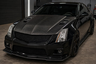 2014-2019 Cadillac CTS 3rd Gen 3K Twill Carbon Fiber Hood - Installed context