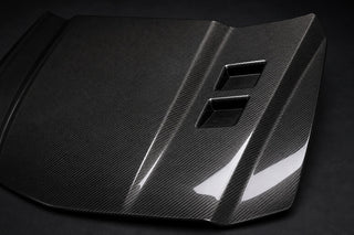 2014-2019 Cadillac CTS 3rd Gen 3K Twill Carbon Fiber Hood - Detail closeup