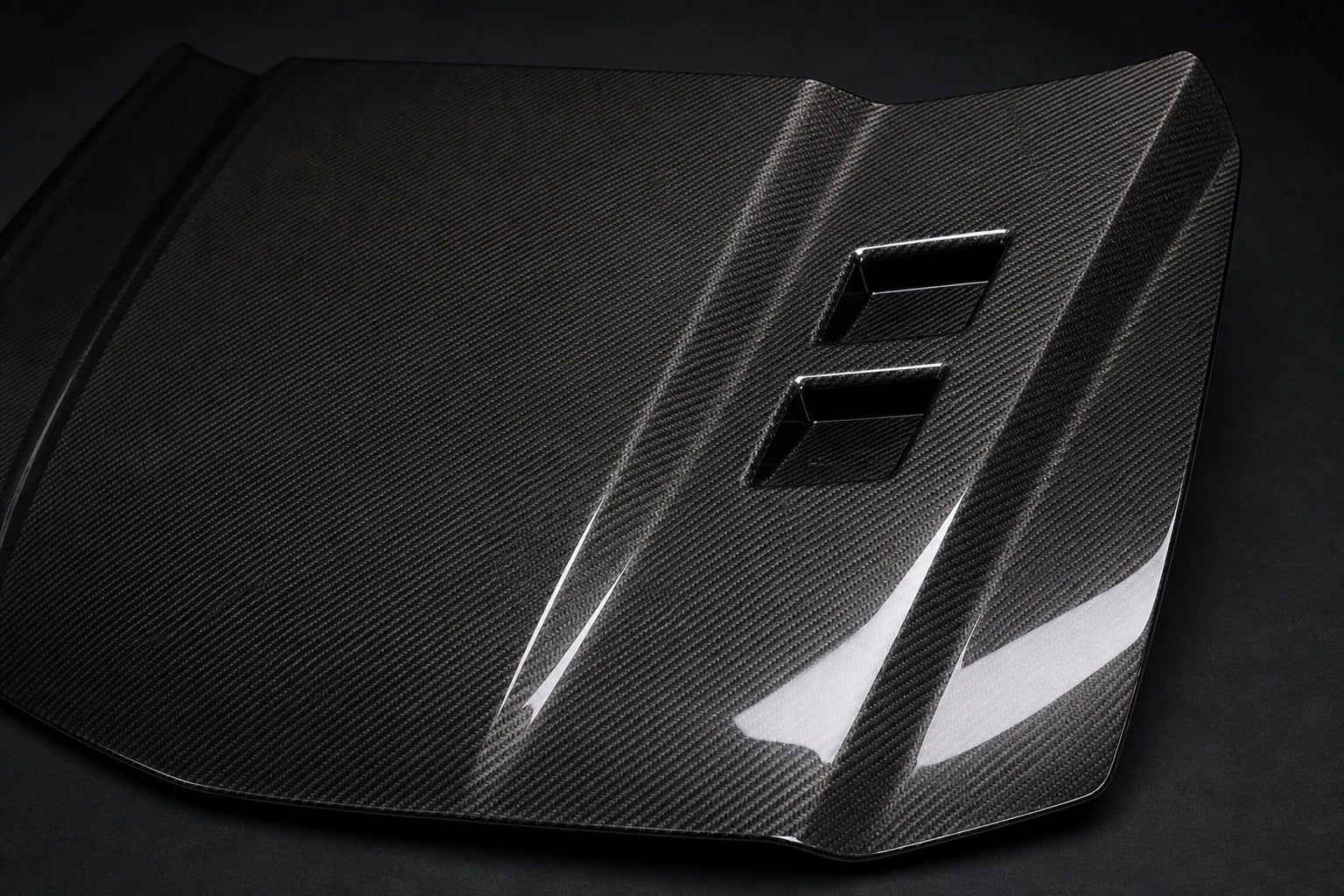 2014-2019 Cadillac CTS 3rd Gen 3K Twill Carbon Fiber Hood - Detail closeup