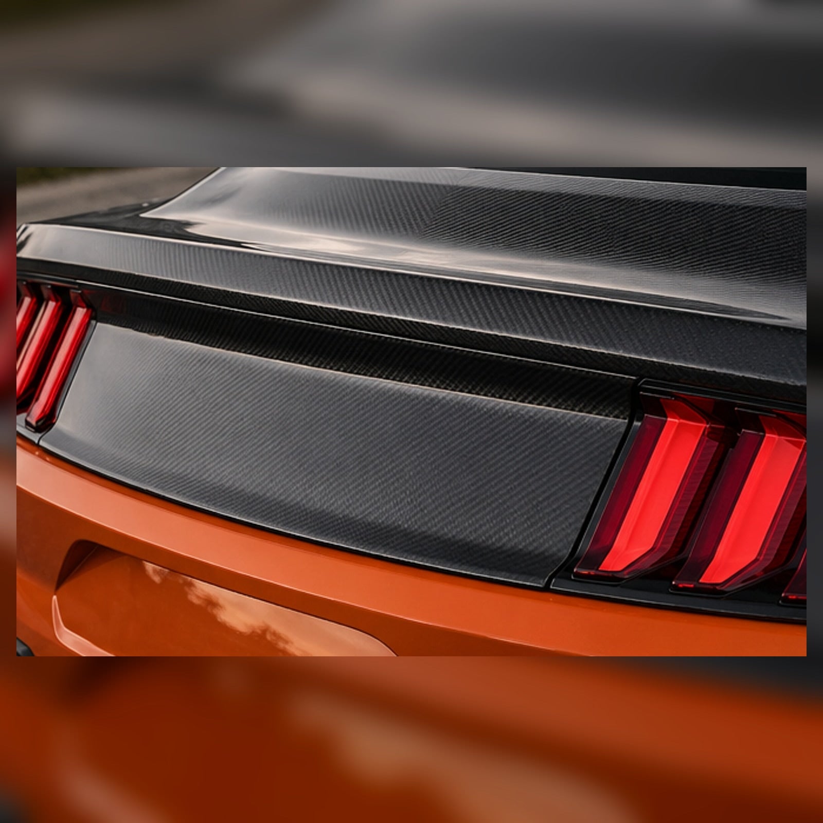 [CPIMG-BATCH:2013-2016-mustang-s550-carbon-fiber-decklid-b1pi2h--02] 2013-2016 Mustang S550 Carbon Fiber Decklid Fitment close-up