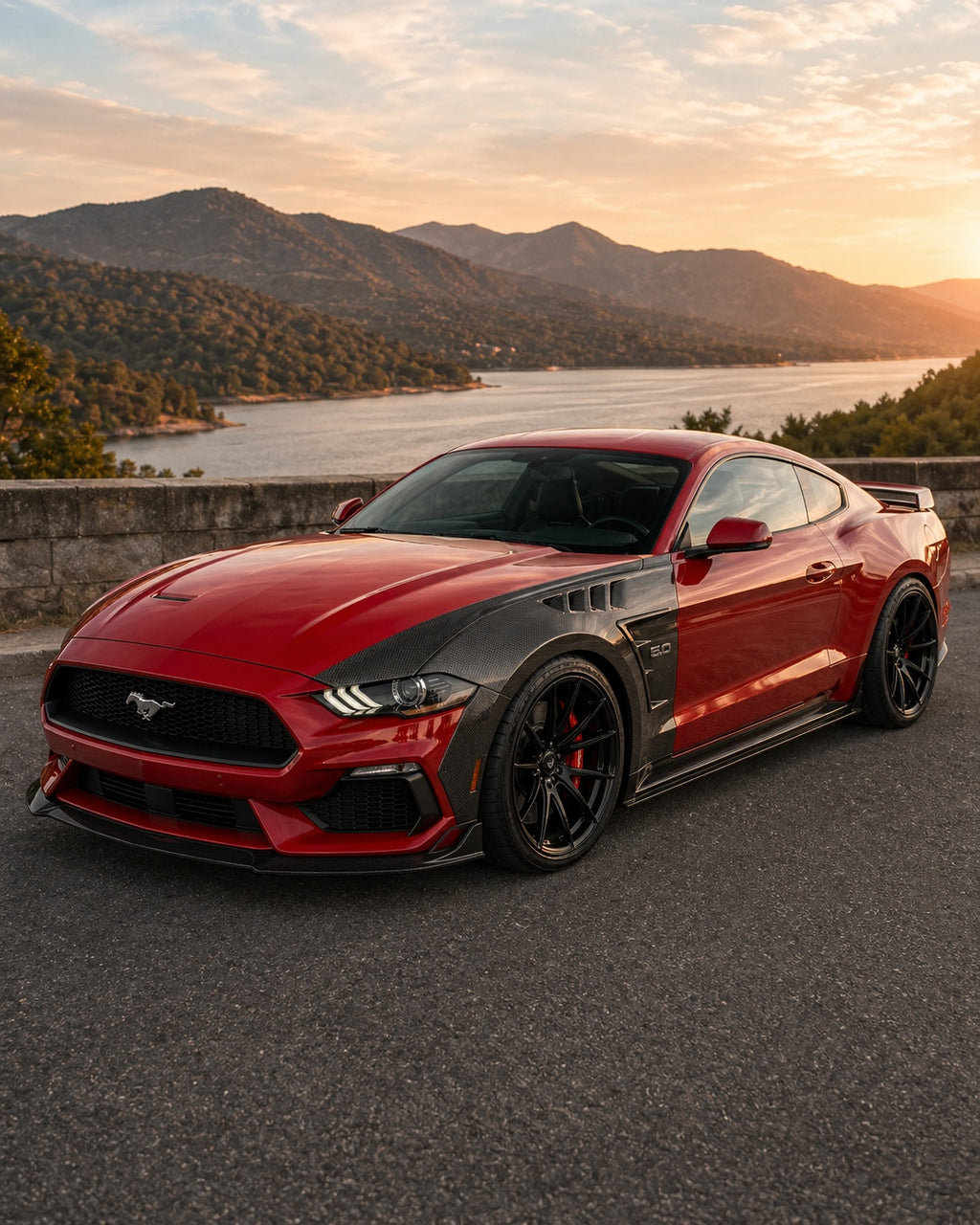 [CPIMG-FRESH:2018-2023-mustang-s550-carbon-fiber-fenders-b1pi2l--v2-01-installed-hero] 2018-2023 Mustang S550 Carbon Fiber Fenders Installed hero