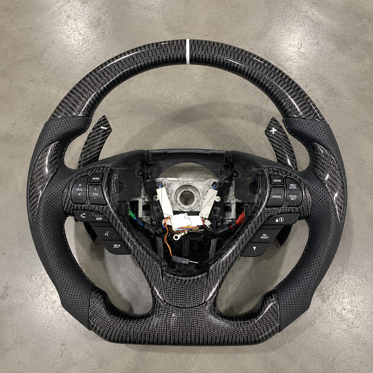 2007-2009 Acura TL Sport Leather Carbon Fiber Steering Wheel with Shift Paddles