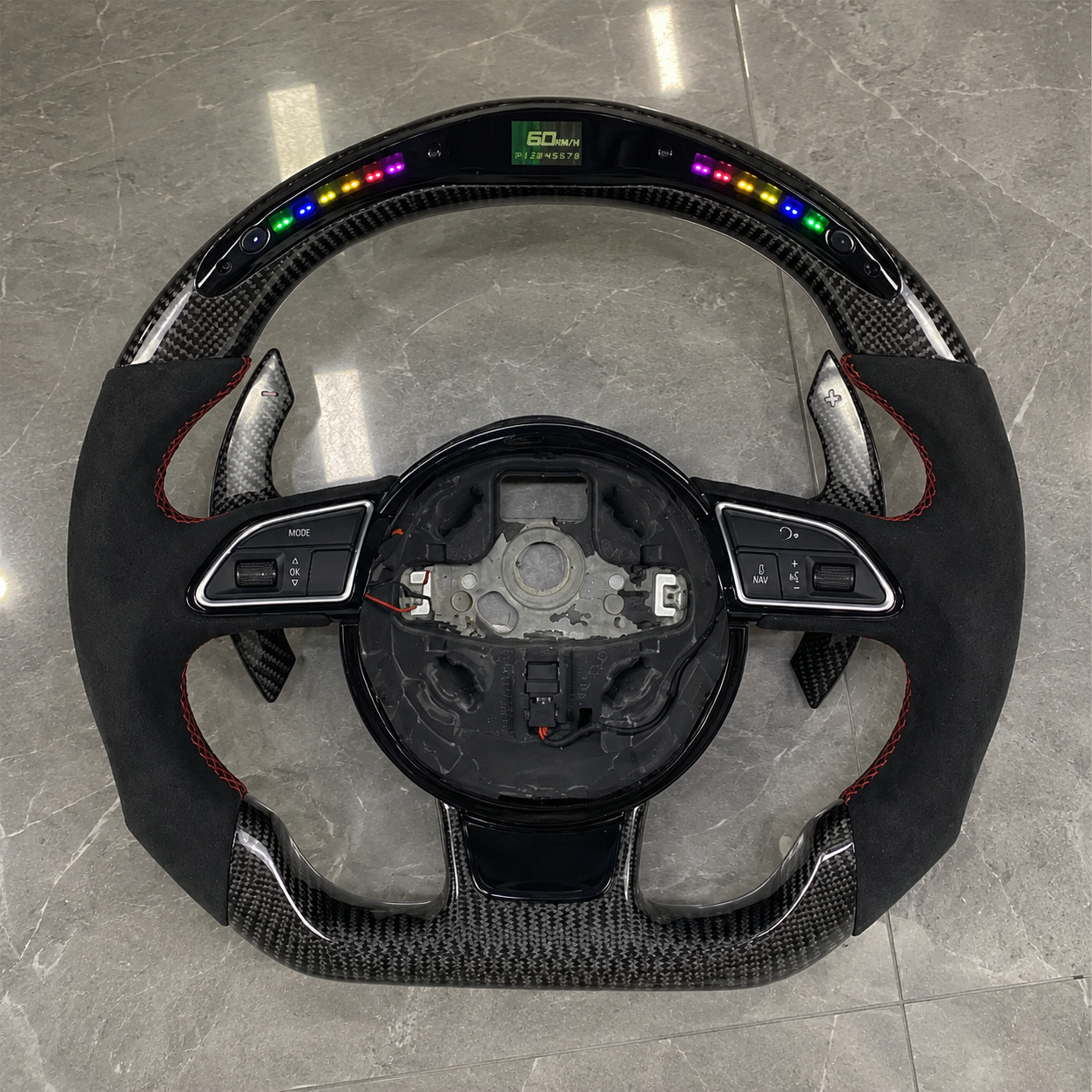 2011-2024 Audi A3/A4/A5/A6/A7 RS LED Alcantara Carbon Fiber Steering Wheel