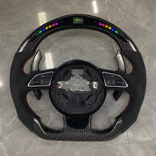 2011-2024 Audi A3/A4/A5/A6/A7 RS LED Alcantara Carbon Fiber Steering Wheel