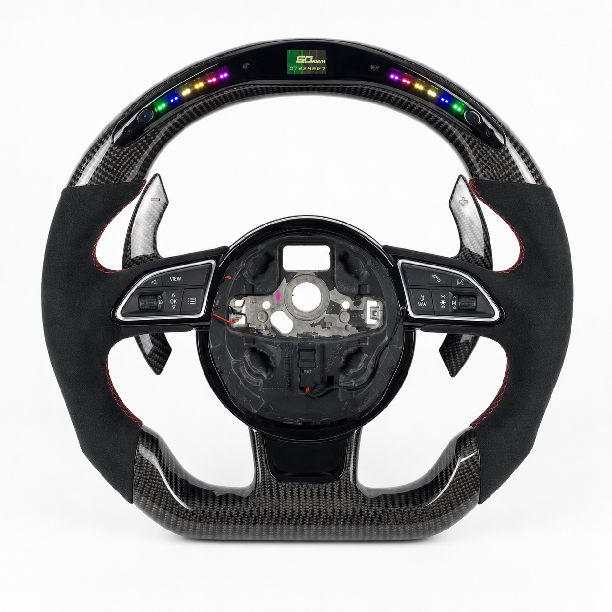2011-2024 Audi A3/A4/A5/A6/A7 RS LED Alcantara Carbon Fiber Steering Wheel