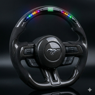 2018-2023 Ford Mustang S550 LED Carbon Fiber Steering Wheel - Installed context