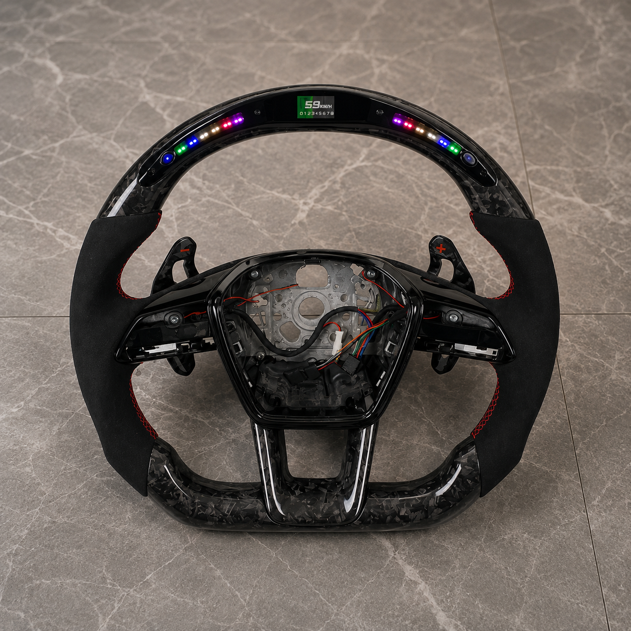2023-2026 Ford Mustang S650 GT500 EcoBoost Sport LED Carbon Fiber Steering Wheel