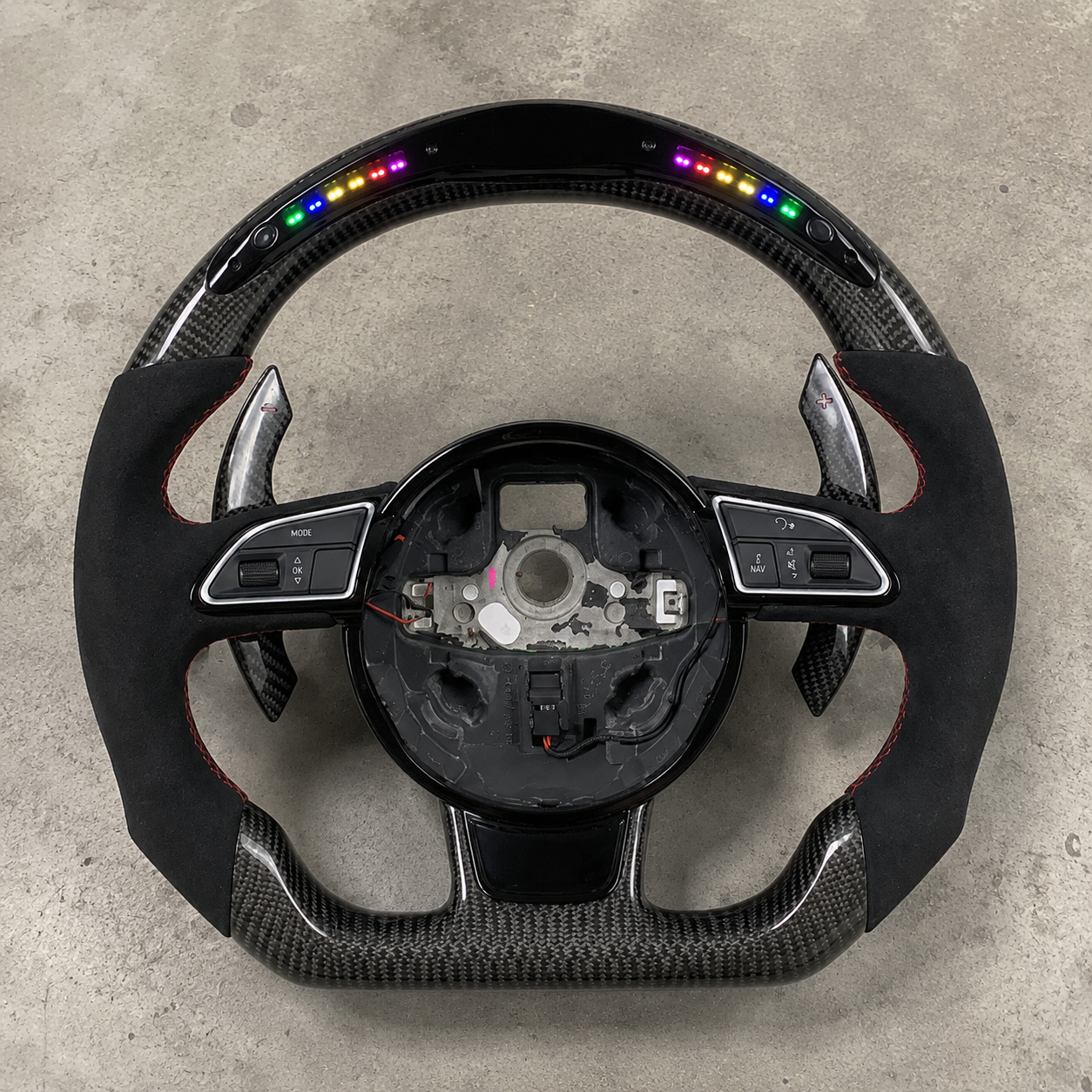 2011-2024 Audi A3/A4/A5/A6/A7 RS LED Alcantara Carbon Fiber Steering Wheel