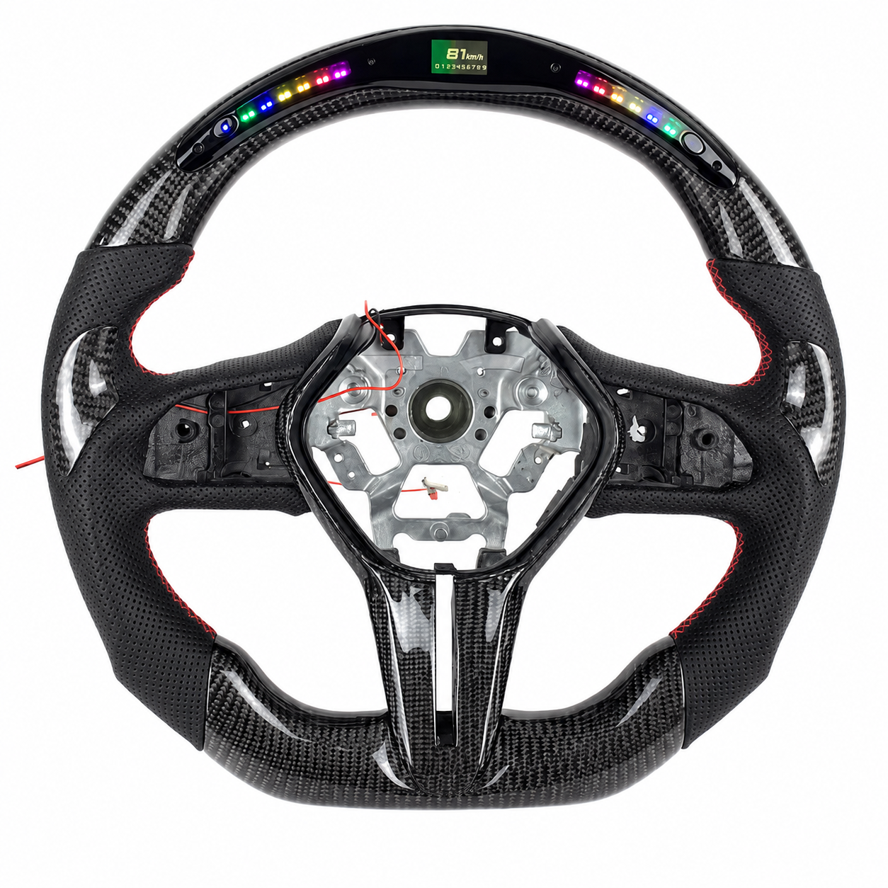 2014-2024 Infiniti Q50/Q60/QX50 Leather LED Carbon Fiber Steering Wheel