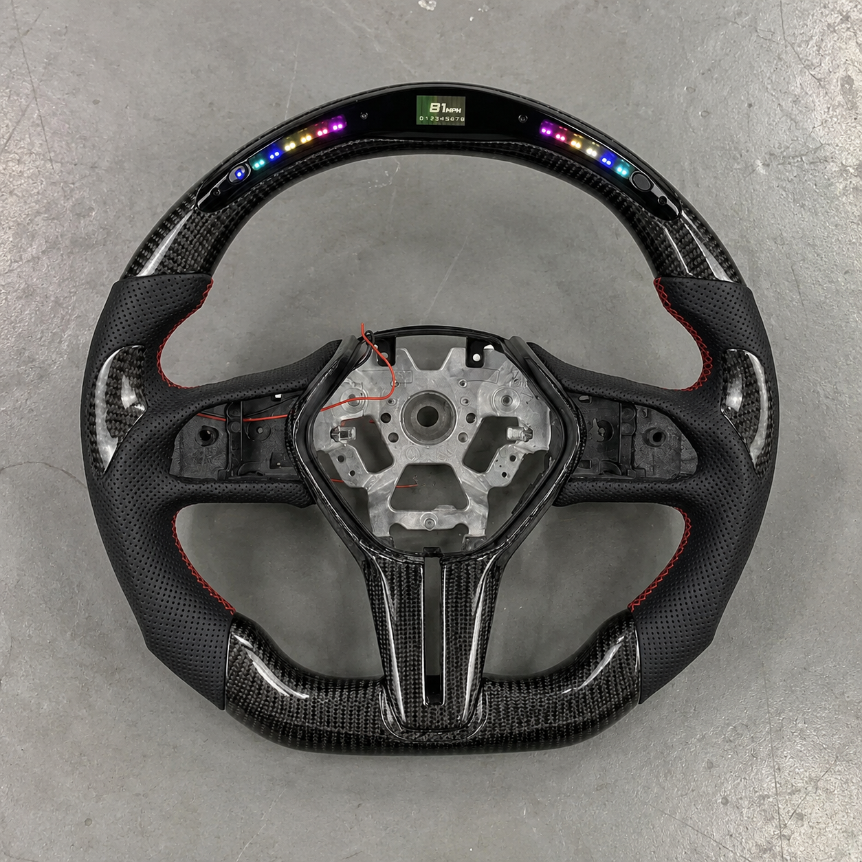 2014-2024 Infiniti Q50/Q60/QX50 Leather LED Carbon Fiber Steering Wheel