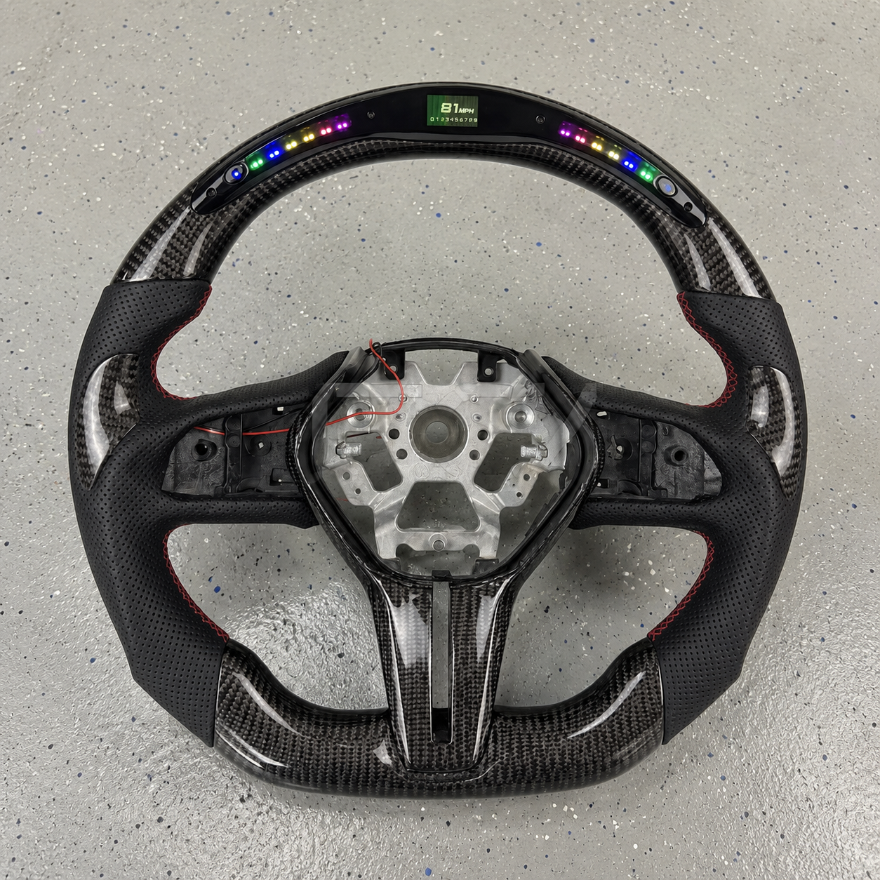 2014-2024 Infiniti Q50/Q60/QX50 Leather LED Carbon Fiber Steering Wheel