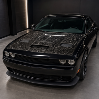 2008-2023 Dodge Challenger LC Forged Carbon Fiber Hood - Installed context