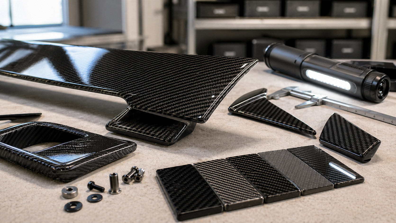 Carbon fiber parts selected for finish quality
